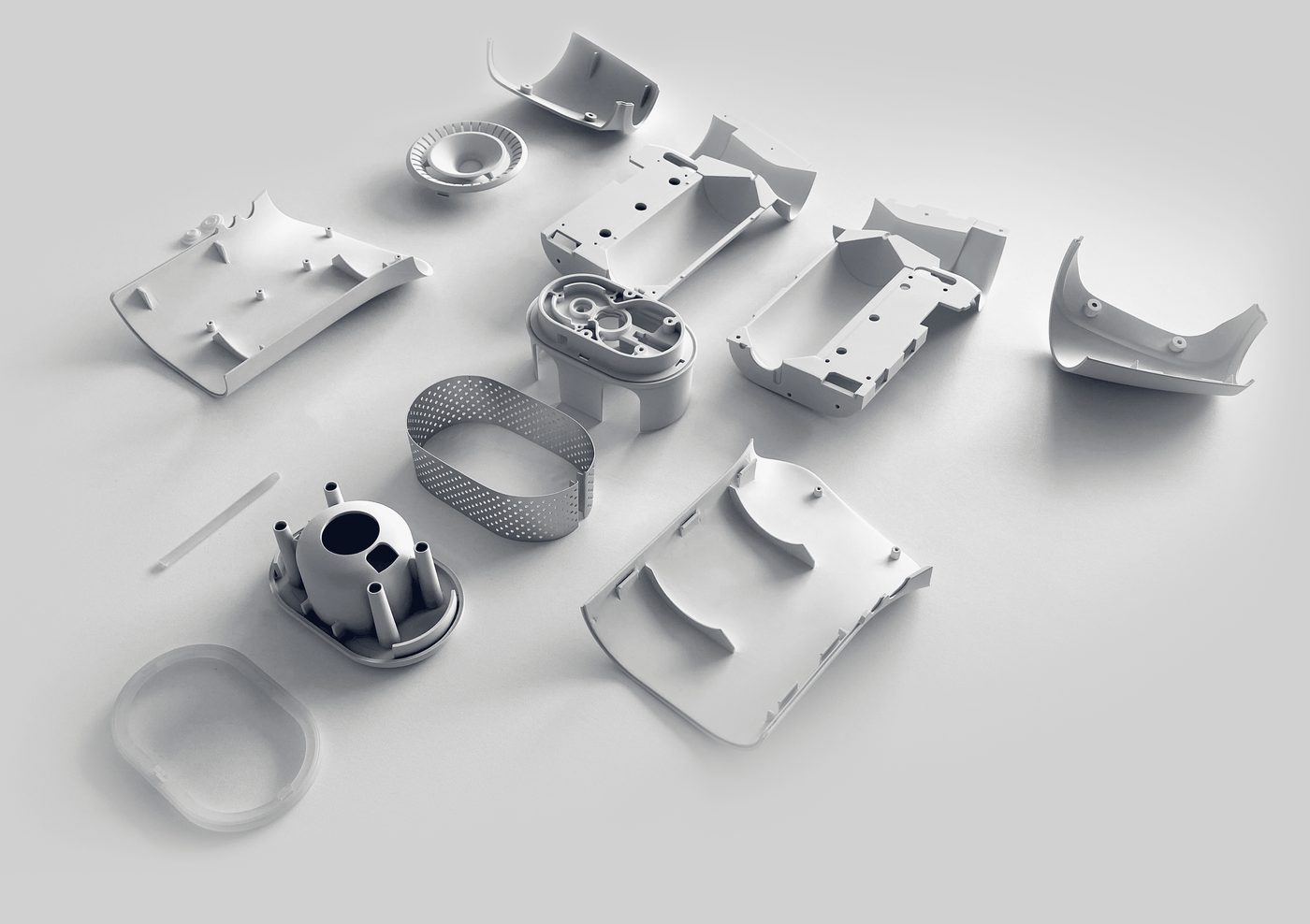 Components of a digital product laid out on a surface, as a metaphor for building AI prototypes